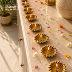 Swastik Embossed Surya Brass Diya – Set of 2