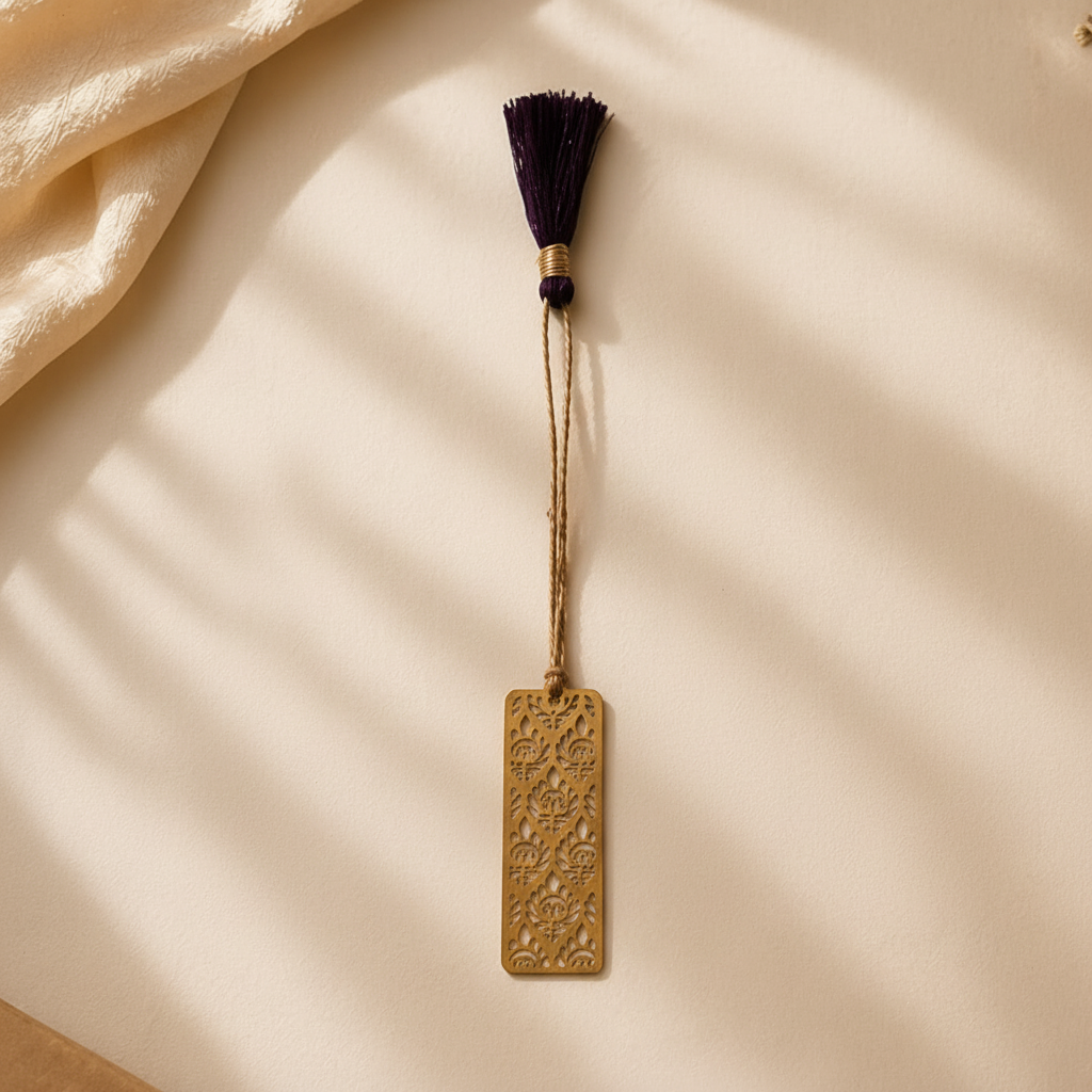 Brass Bookmark with Handmade Jute Tassel