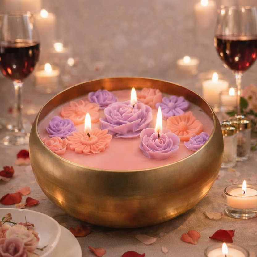 Flower Pink Urli Candle