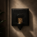 Arch Jharokha Solid Black Frame with Ganesha | Mango Wood & Brass
