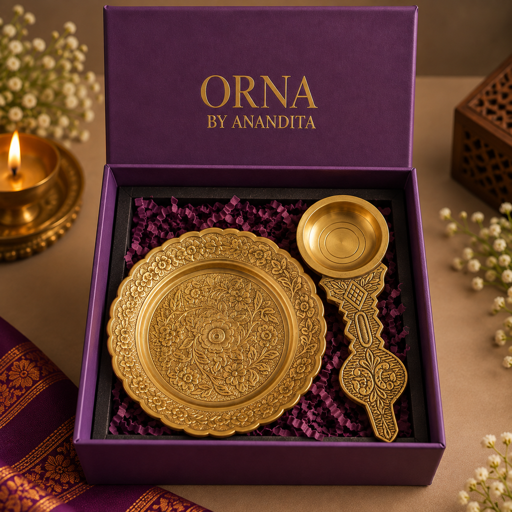 Plate and Kapoor Aarti Diwali Hamper | Pure Brass Gift Box