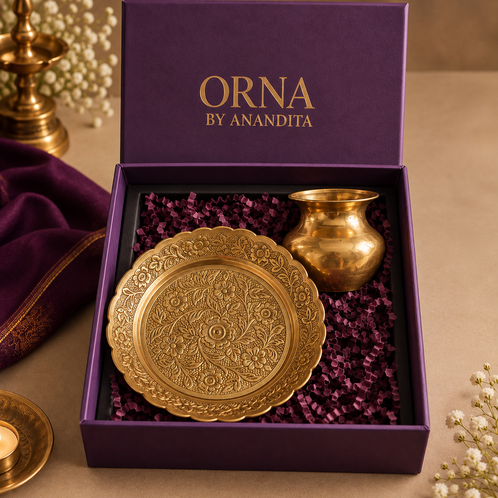 Plate and Kalash Diwali Hamper | Pure Brass Gift Box