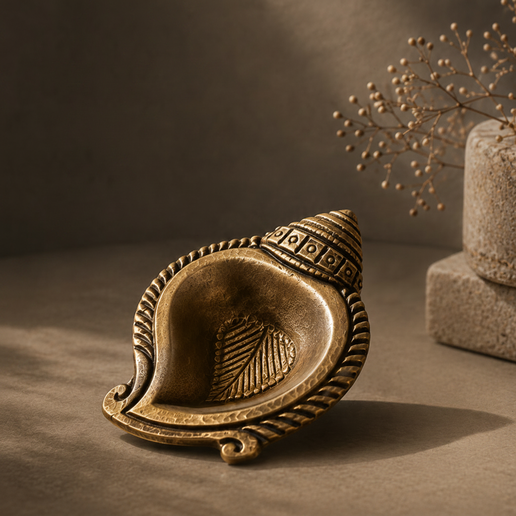 Shankh Brass Diya – Set of 4