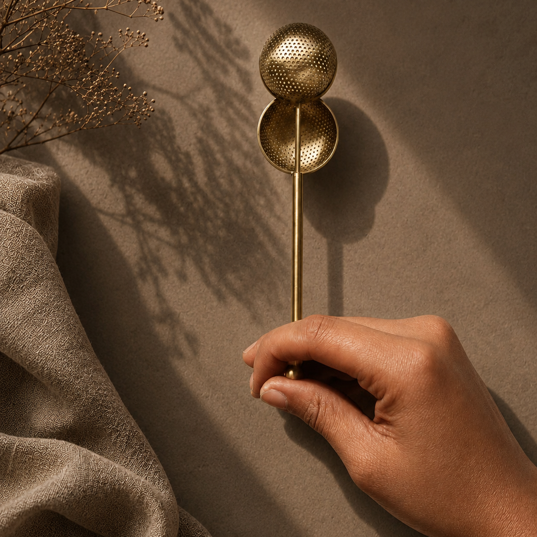 Brass Green Tea Strainer | Pure Brass Ball Infuser