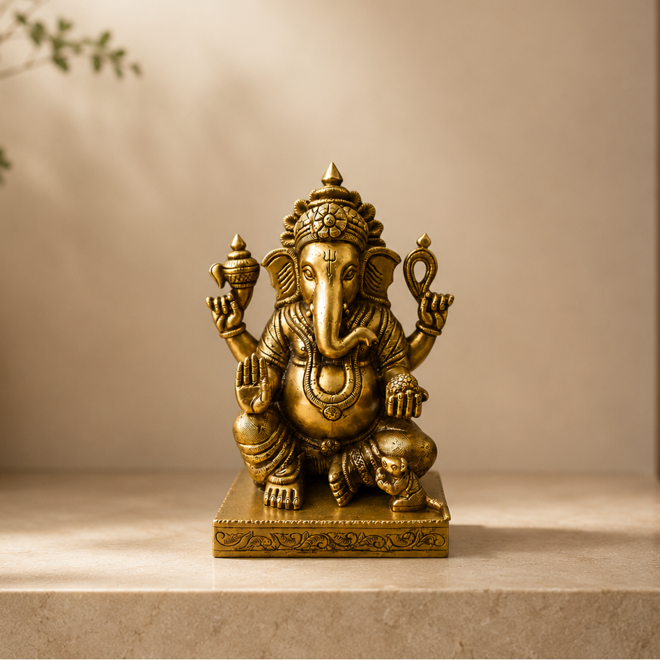 Chaturbhuj Ganesha | Pure Brass