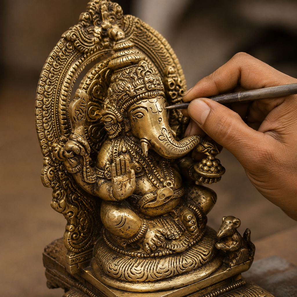 Ganesha with Prabhavali | Pure Brass