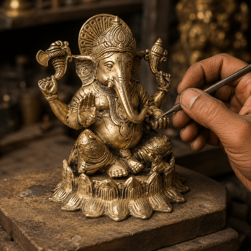Ganesha on Lotus Singhasan | Pure Brass