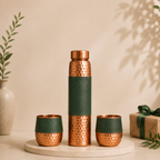 Copper Bottle Set | Hand-Hammered Pure Copper Bottle & Glasses