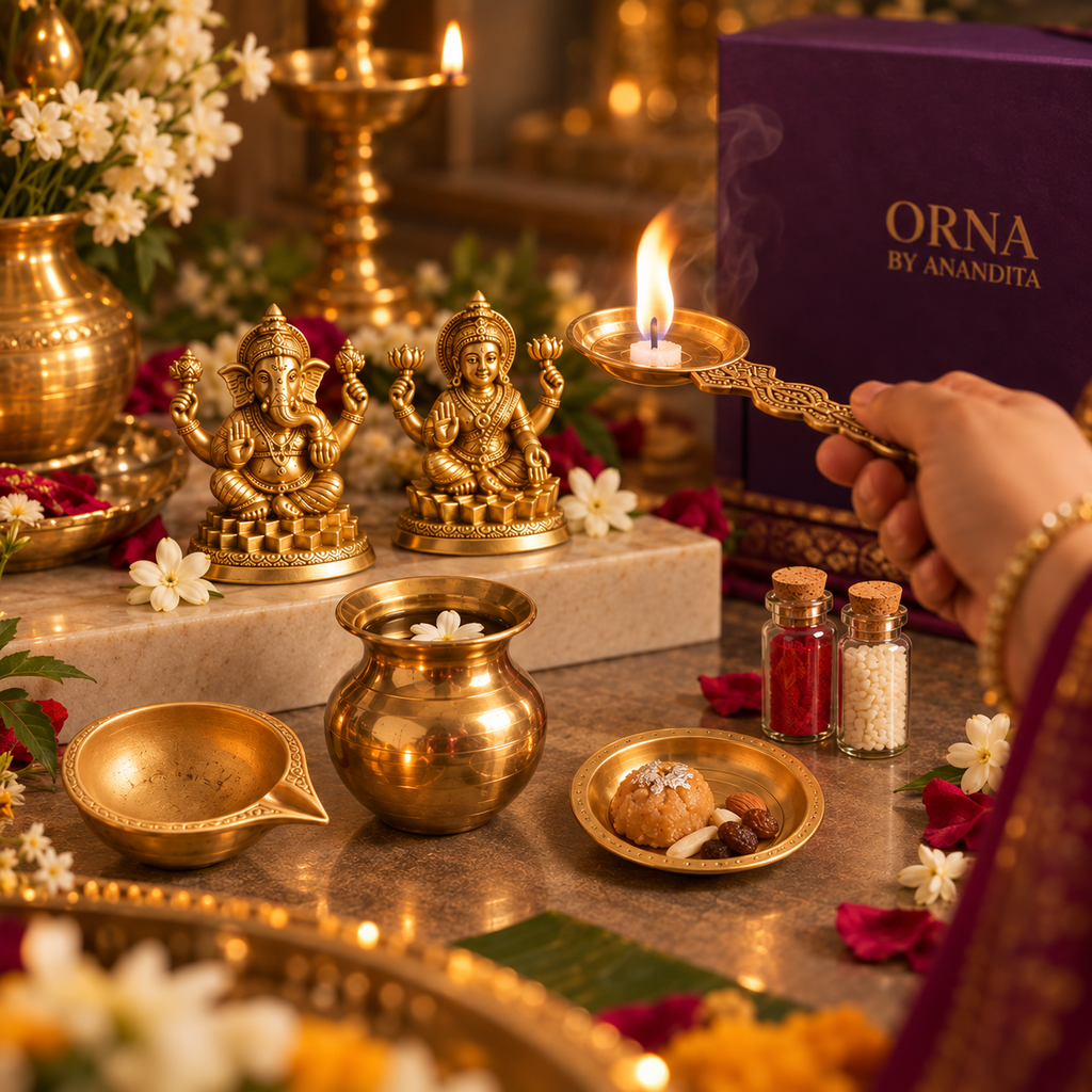 Laxmi Ganesha Diwali Hamper with 2 Brass Diyas