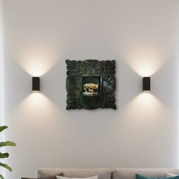 Ornate Green Frame paired with Kamdhenu Cow