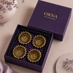 Swastik Embossed Surya Brass Diya – Set of 2