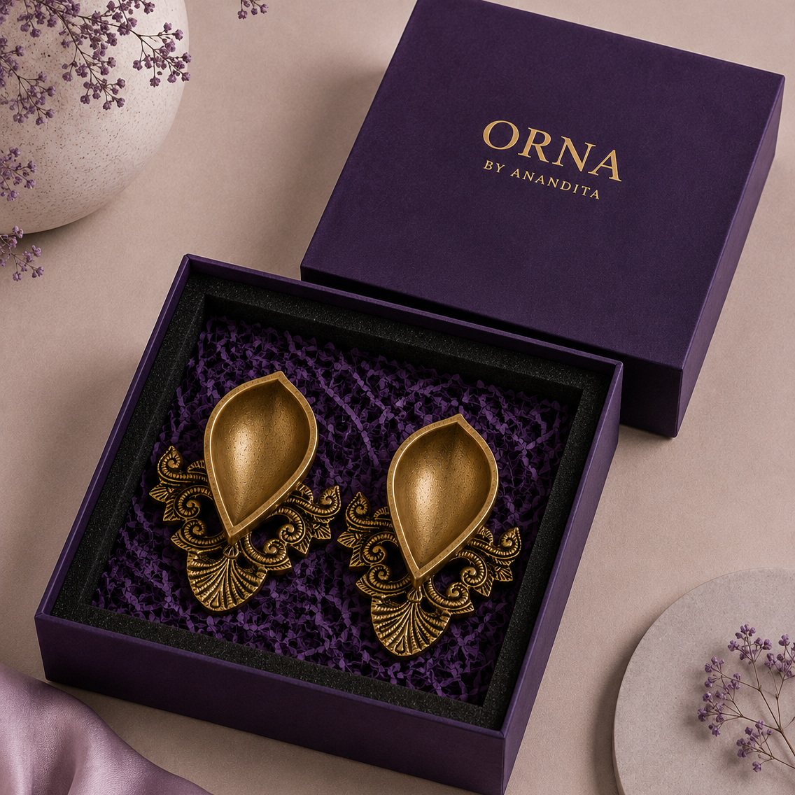 Mayura Brass Diya – Set of 2
