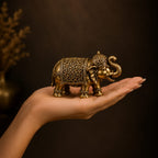 Brass Elephant Figurine | Intricate Machine Design | ORNA