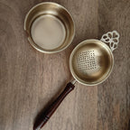 Brass Tea Strainer with Wooden Handle | Pure Brass