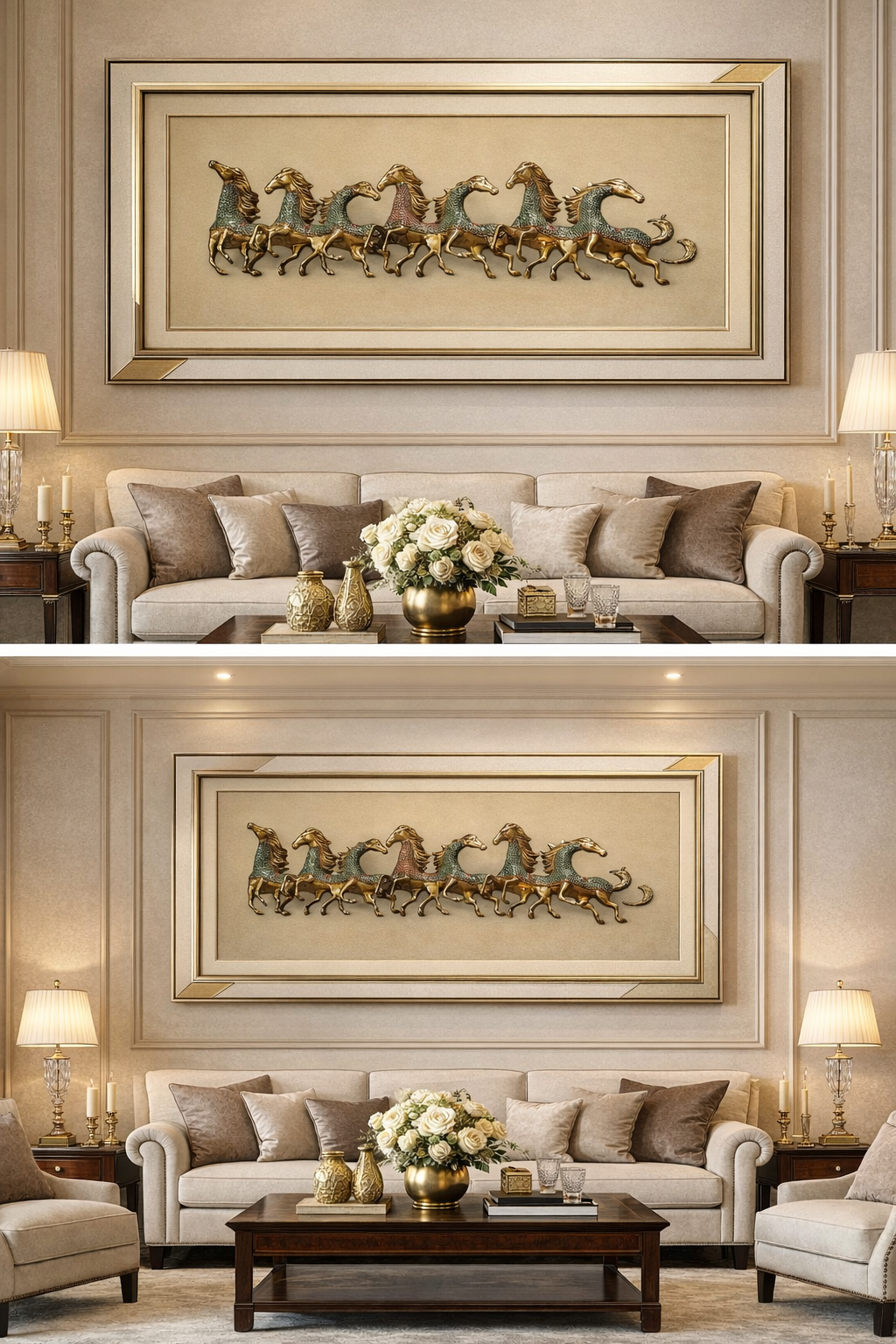 Seven Horses | Pure Brass Custom-Framed Wall Art