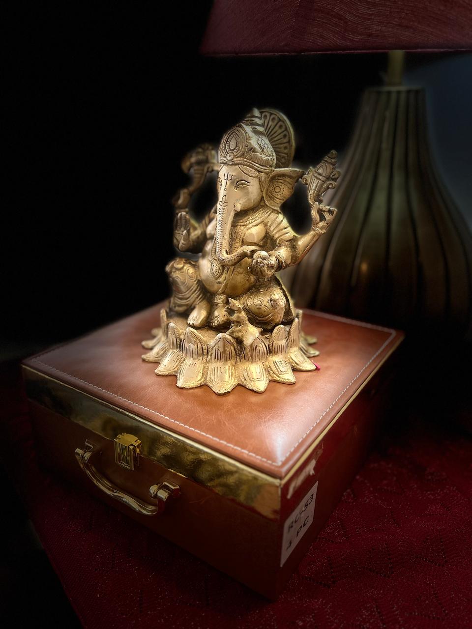 Ganesha on Lotus Singhasan | Pure Brass